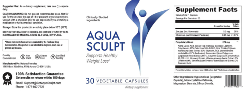 AquaSculpt Ingredients Label