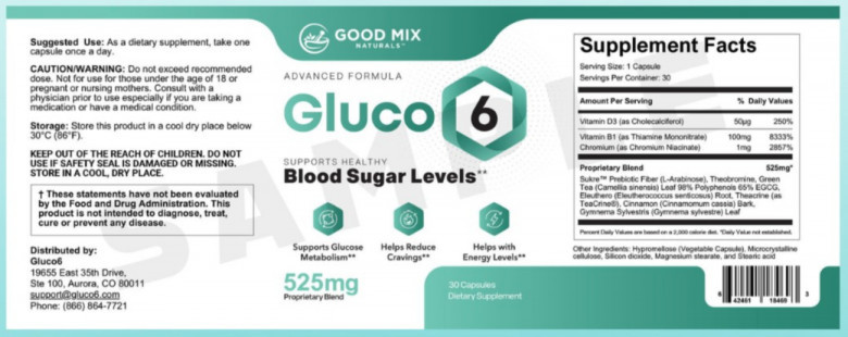 gluco6 ingredients label