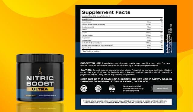 Nitric Boost Ultra Ingredients Label