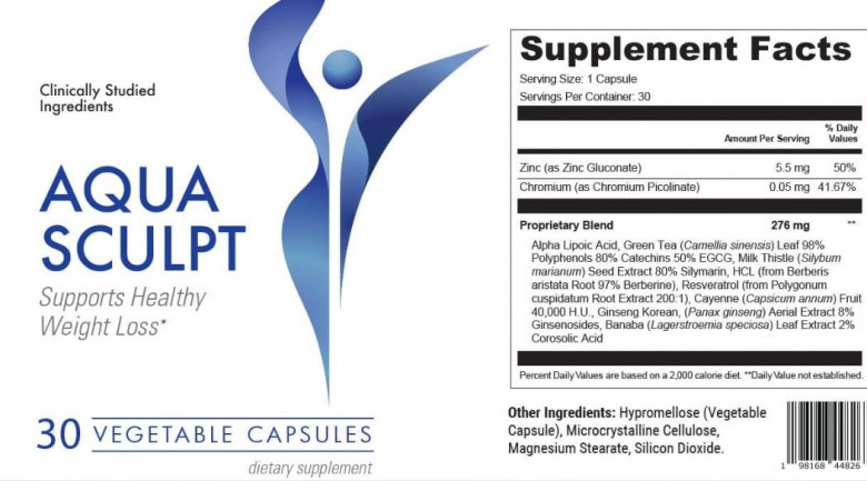 aquasculpt ingredients label